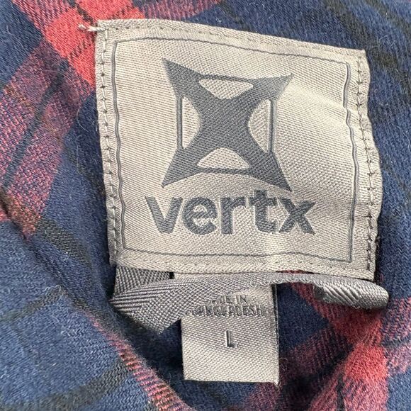 Vertx Shirt Mens Large Plaid Canyon River Flannel Long Sleeve Red Navy - Picture 8 of 9